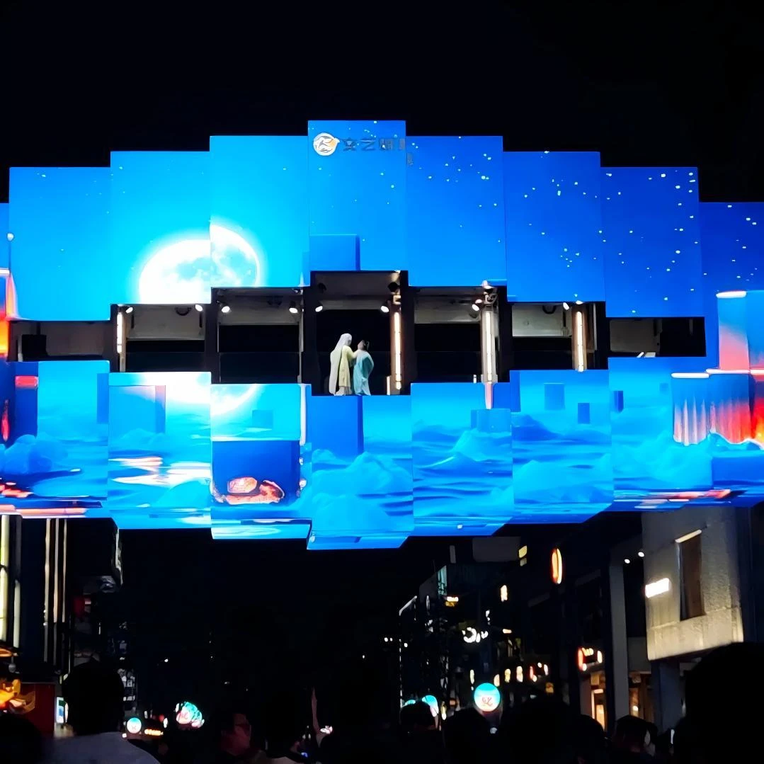 Exhibition halls shopping malls corporate centers squares city attractions landmark buildings LED mechanical matrix slide screens