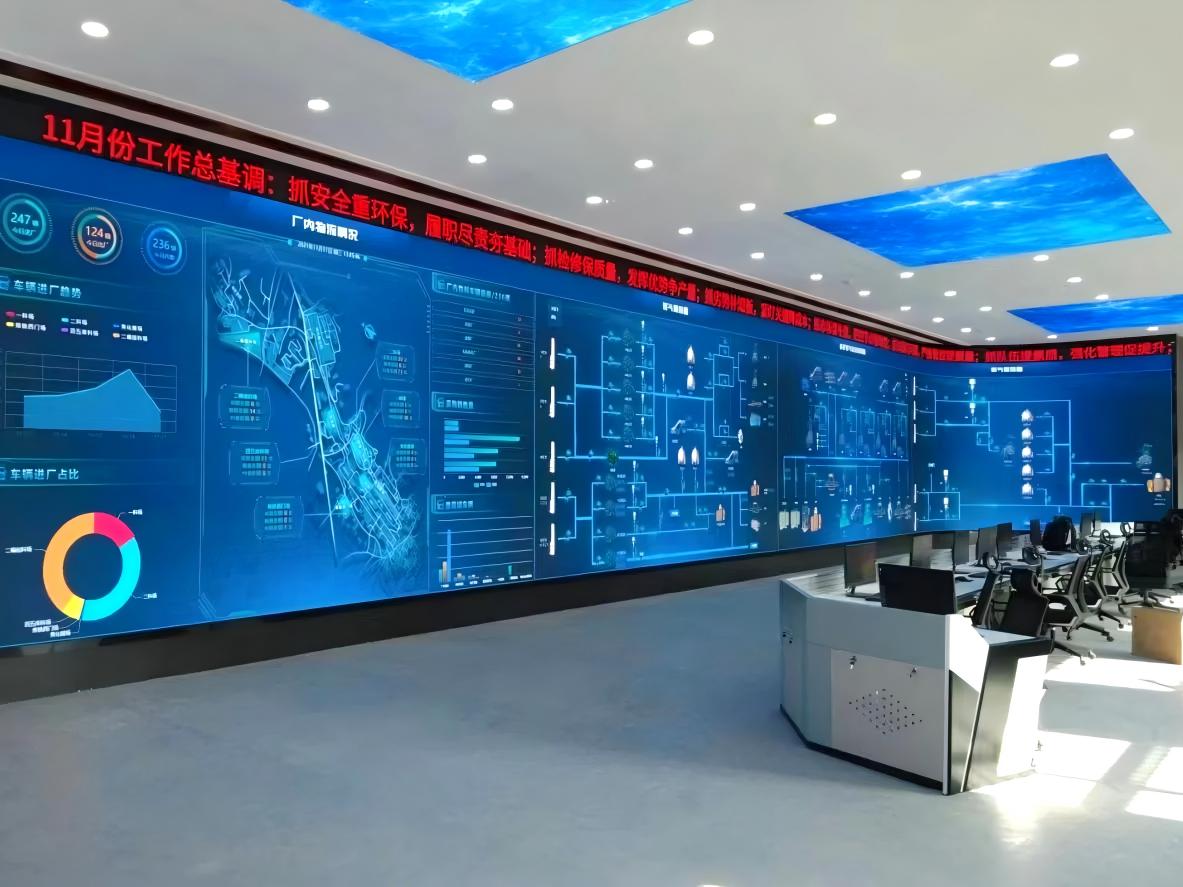 1.? Real-time information display and monitoring: It can present monitoring and equipment images in real time, helping security personnel to detect abnormalities in time; data visualization can present complex data in a graphical way, such as data presentation of traffic and power control centers, to assist decision-making.